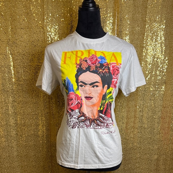 Frida Kahlo Tops - Frida Kahlo by Jerry Leigh Artistic White Tee